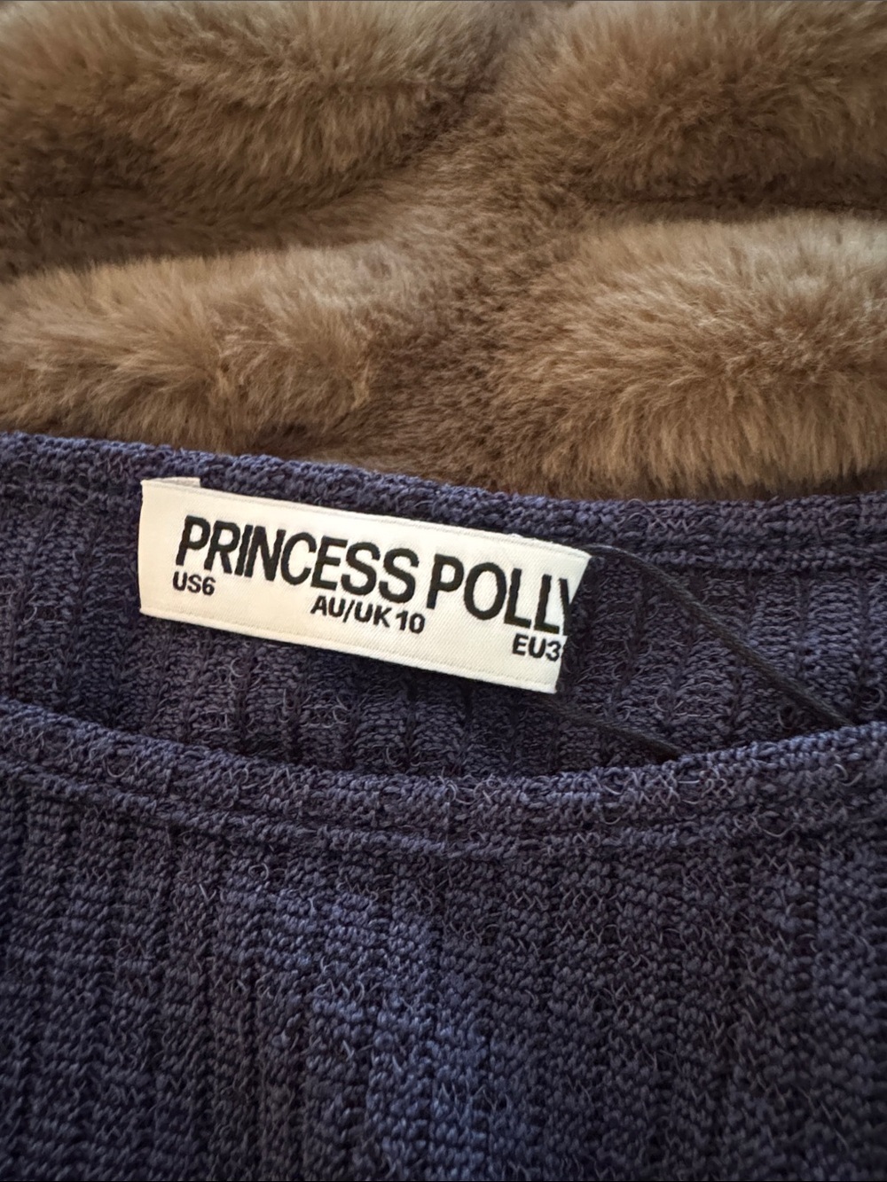 Princess Polly Navy Blue Smocked Long Sleeve Top - Picture 2 of 5